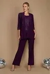 R&amp;M Richards Women&#39;s Lace ITY 2 Piece Pant Suit - Mother of the bride outfit