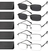 5 Pack Reading Glasses for Men, Metal Blue Light Blocking Readers with Spring...