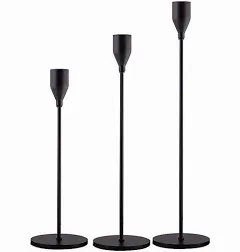 SUJUN Candle Holders Set of 3 for Taper Candles, Decorative Matte Black