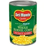 Del Monte Fresh Cut No Salt Added Golden Sweet Whole Kernel Corn 15.25 oz. Pull-Top Can