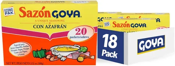 Goya - Sazón con Azafrán, 8 Piece, 1.41 Oz (Pack of 36)