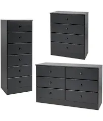 Home Square 3-Piece Set with Lingerie Chest, Double Dresser, and 4-Drawer Chest