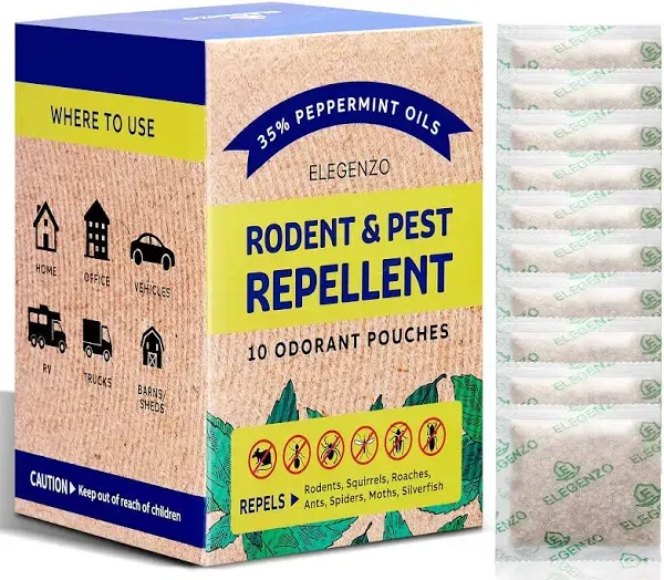 ELEGENZO Mouse Repellent Pouches with Peppermint Oil