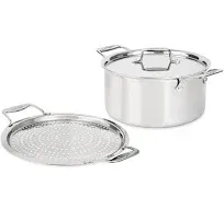 Crate & Barrel All-Clad 8-Qt. Stockpot with Lid and Strain & Splatter