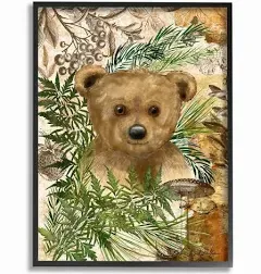 Stupell Teddy Bear Cub Nursery Forest Animal Illustration Canvas Wall Art - Green - Bed Bath & Beyond - 31603890