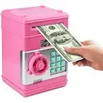 Setibre piggy bank electronic atm password cash coin can auto scroll paper mone