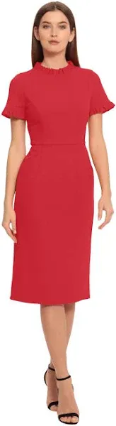 Maggy London Women's Ruffle Collar Slant Pocket Sheath Dress