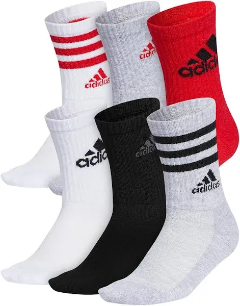 adidas Boy's Cushioned Mixed Crew 6-Pack (Little Kid/Big Kid/Adult)