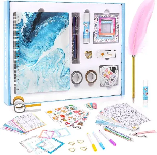 DIY Journal Set for Girls Ages 8-12 - Kids Scrapbook Diary Journaling Kit for...