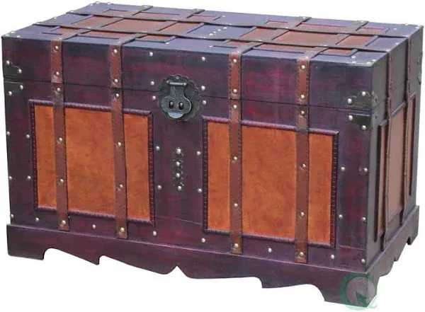 Vintiquewise Large Antique Style Steamer Trunk, Decorative Storage Box