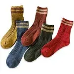 IIG 5 Pairs Women's Vintage Style Thick Wool Warm Winter Crew Socks