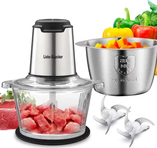 Liebe&amp;Lecker Food Processor, Meat Grinder with 2 Bowls 8 Cup and 8 Cup, 2 Speed.