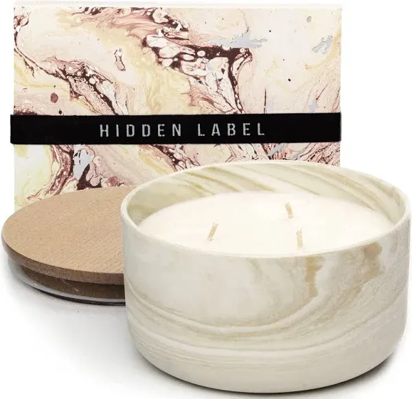 Hidden Label Large Vanilla Caramel Ceramic Jar Candle