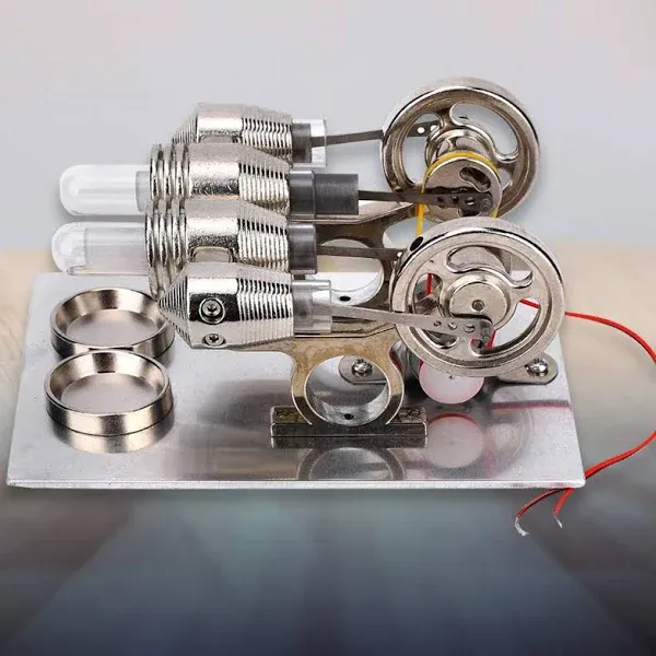 Stirling Engine Machine, 4 Cylinder Stirling Engine Miniature Hot Air Power G...