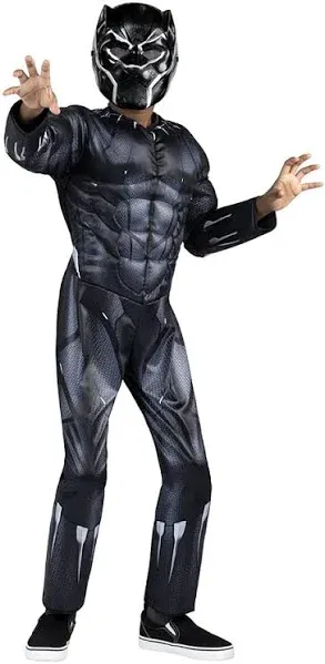 Marvel Black Panther Costume Child Size Large (12-14) 2 Piece Set NWT Suit &amp;Mask