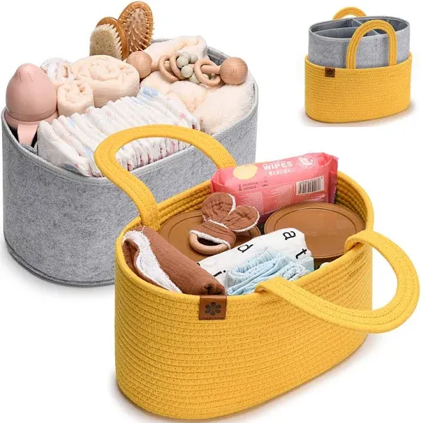 PeraBella Baby Diaper Caddy Organizer for Changing Table, Baby Storage Basket for Diapers and Baby Wipes, Gift for Baby Shower, Car Caddy Organizer, Nursery Diaper Organizer, Portable Diaper Storage