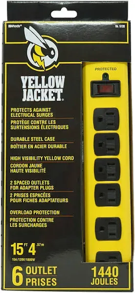 Yellow Jacket 5138N 5138 Metal Surge 6-Outlet Protector, Yellow/Black 