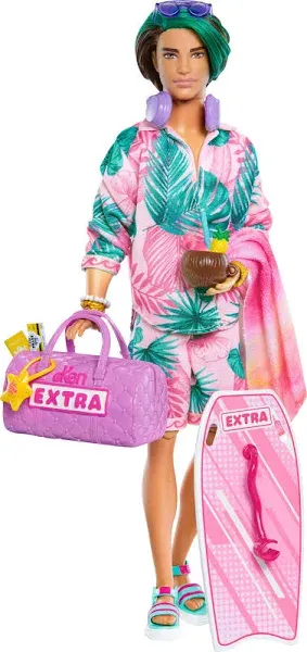 Barbie Extra Fly Ken Doll Surf Boogie Board Surfboard Pink 2023 Beach HNP86 J80