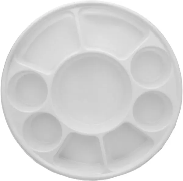 9 Compartment Plastic Plates - Disposable White Round Thali (100 Pack)