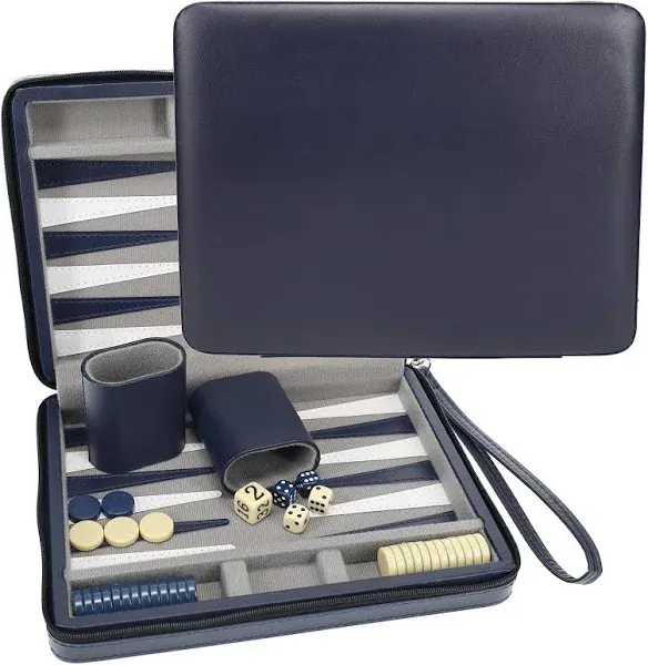  Backgammon Set, Board Games for Adults - Travel Games - Magnetic Navy Blue