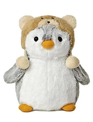 Aurora World Pompom 9' Penguin Plush with Pink Ear Muff from