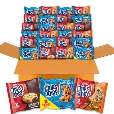 CHIPS AHOY! Cookie Variety Pack Original Chocolate Chip Chewy Chocolate Chip w/Reese's Peanut Butter Cups & Chewy Fudge Cookies 47.8oz/50ct