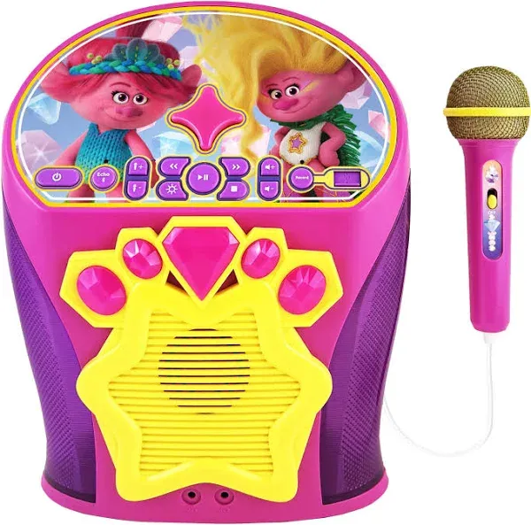 eKids Trolls Band Together Karaoke Machine, Bluetooth Speaker with Microphone for Kids, Speaker with USB Port to Play Music, Easily Access Trolls Music with New EZ Link Feature