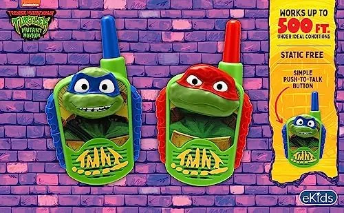 Teenage Mutant Ninja Turtles Toy Walkie Talkies for Kids, Static Free Indoor and