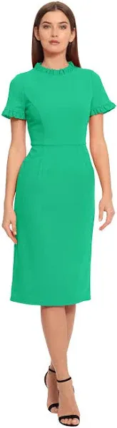 Maggy London Women's Ruffle Collar Slant Pocket Sheath Dress