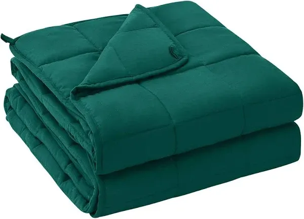 yescool Weighted Blanket for Adults (20 lbs, 60” x 80”, Dark Green) Cooling Heavy Blanket for Sleeping Perfect for 190-210 lbs, Queen Size Breathable Blanket with Premium Glass Bead, Machine Washable