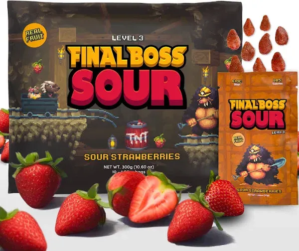 Final Boss Extremely Super Sour Candy Strawberry Gummies