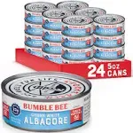 Bumble Bee Chunk White Albacore Tuna in Oil, 5 oz Can (Pack of 24) - Wild Caught Tuna - 23g Protein per Serving, High in Omega-3s - Non-GMO Project Verified, Gluten Free, Kosher