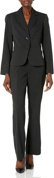 Le Suit Womens Petites 2pc Pant Suit Black 12p