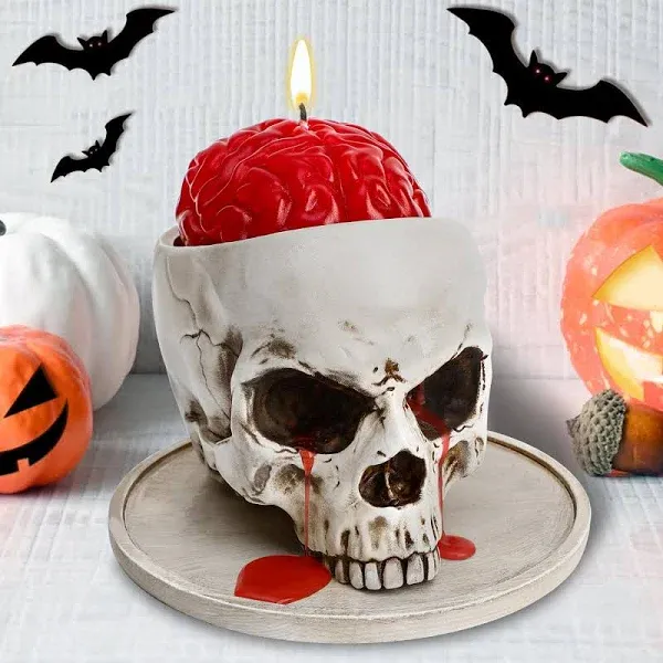 Halloween Decorations Indoor - Halloween Candle, Skull Bleeding Candle Gothic Decorations for Home Table Bar Indoor Room - Scary Halloween Decorations Indoor, White