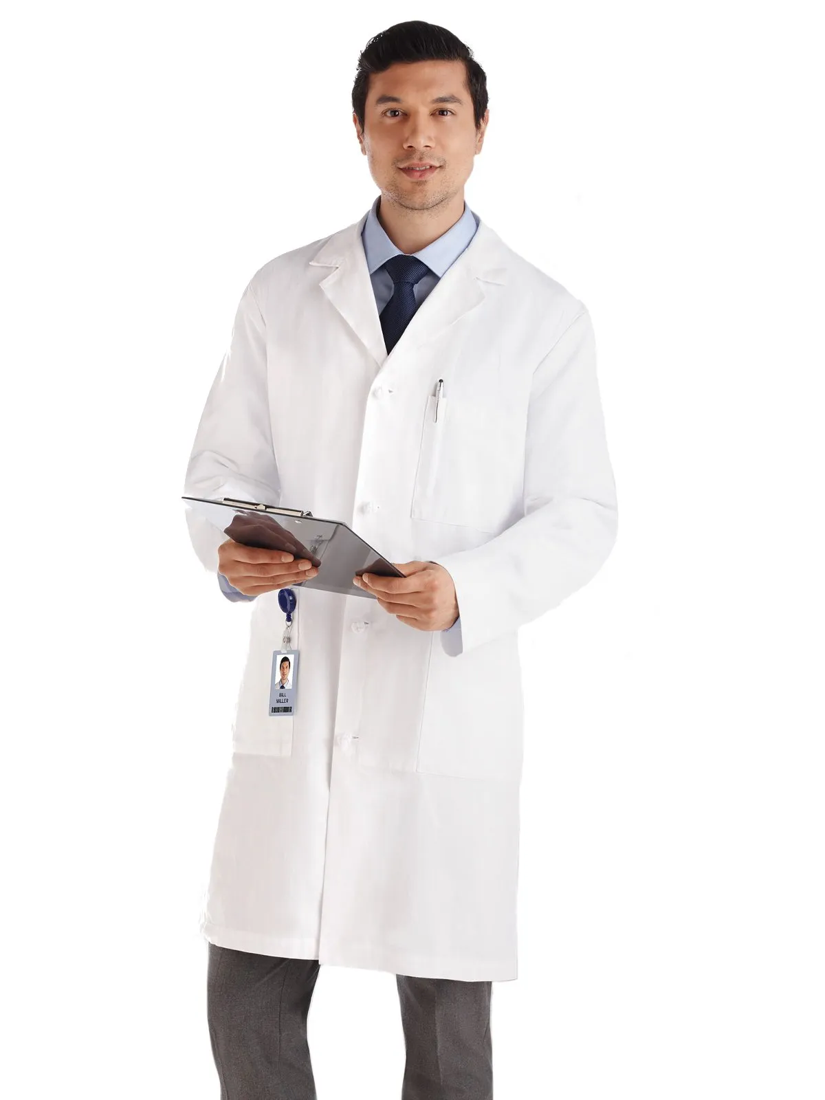 Men's Meta 762 40" Cotton Knot Button iPad Labcoat