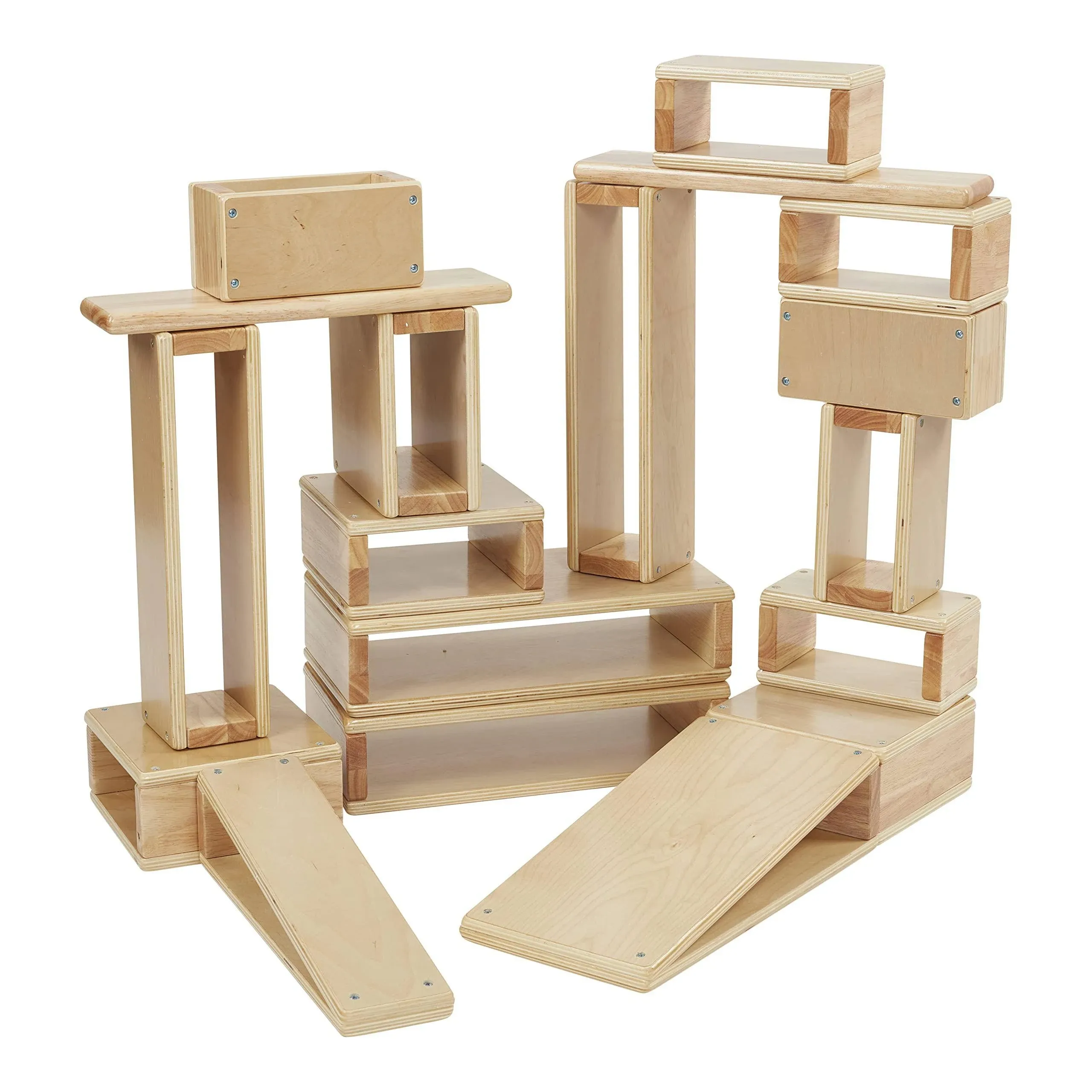 ECR4Kids Hollow Block Set Wooden Toys Natural 18-Piece