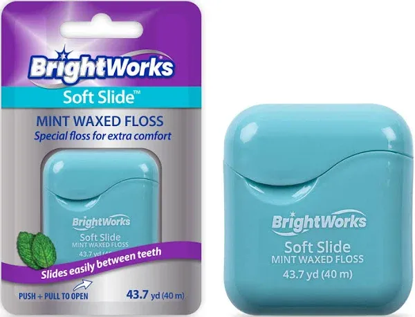 BrightWorks Dental Floss - Comfortably Cleans Tight Spaces, Fresh Mint - 43.7 Yards (Pack of 4)