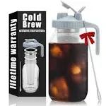 Cold Brew Coffee Maker Pitcher - 64Oz Iced Coffee Maker with Stainless Steel Mix