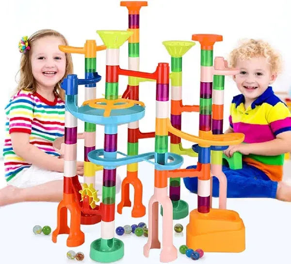 Marble Run, 135pcs Marble Maze Game Construction Building Toys for Kids, Marble Track Race Set Stem Learning Toys Gift for Boys Girls 3 4 5 6 7 8 9 10