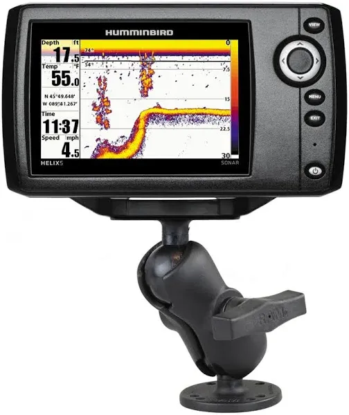 RAM Mount 1.5in Ball Mount with 2.5in Round Base, Short Arm and 1.5in x 3in Plate for Humminbird Helix 5 Only | SendIt Sailing