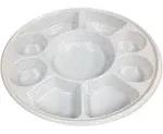 9 Compartment Plastic Plates - Disposable White Round Thali (200 Pack)