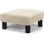 Joveco Ottoman Footrest Stool Small Fabric Square Footstool (Wheat)