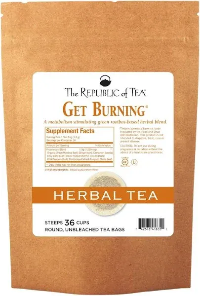 The Republic of Tea Be Active Green Rooibos Tea Get Burning - Herb Tea For Metabolism, 250 Tea Bags