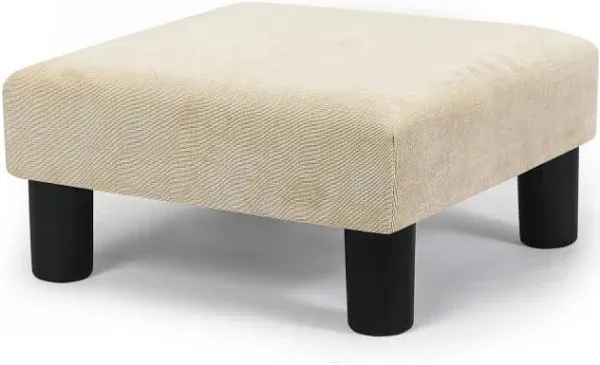 Joveco Ottoman Footrest Stool Small Fabric Square Footstool (Wheat)