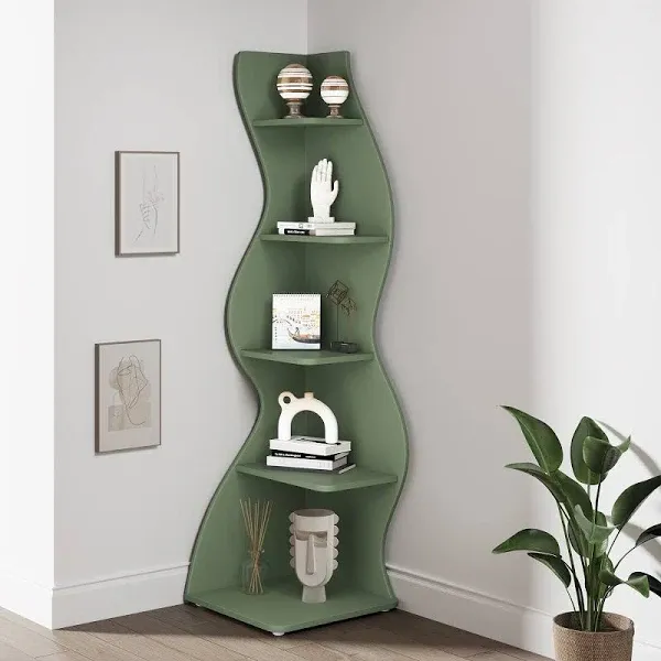 Tribesigns Corner Shelf Modern 5-Tier Wall Corner Bookshelf