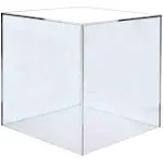 12" Acrylic Display Riser Box with One Open Side No Lid Versatile Clear Glossy Square Lucite Retail Product Platform or Merchandise Storage Bin No