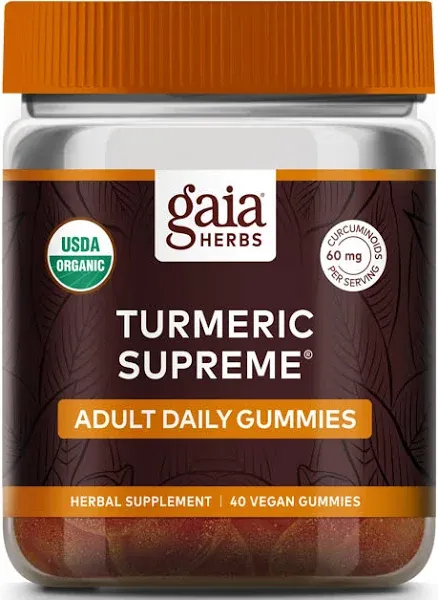 Gaia Herbs Turmeric Supreme, Adult Daily Gummies, 40 Vegan Gummies Exp 06/30/25