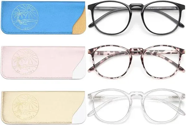 IBOANN 3 Pack Blue Light Blocking Round Fashion Retro Frame Vintage Fake Eyeglasses