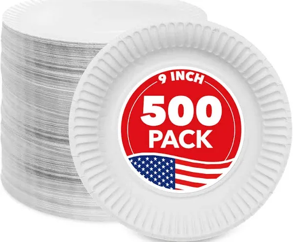 Stock Your Home 9-Inch Uncoated Everyday Disposable Plates