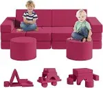 13pcs Kids Couch, Wanan Toddler Couch Kids Sofa Couch, Kids Fold Out Couch for Playroom Bedroom, Modular Couch for Boys and Girls, Play Couch Sofa for